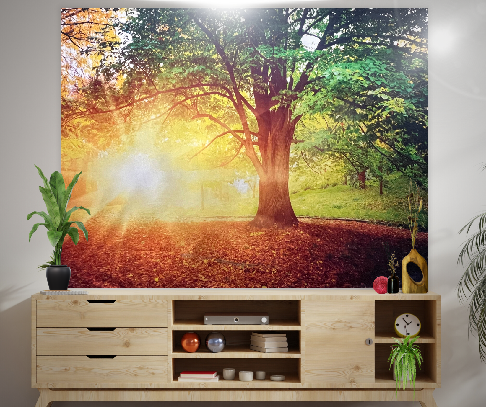 KaiSha LED Tapestry Wall Hanging; Wedding Backdrop Banner Photo Background Sunset Scenes Nature Landscape Scenery Trees