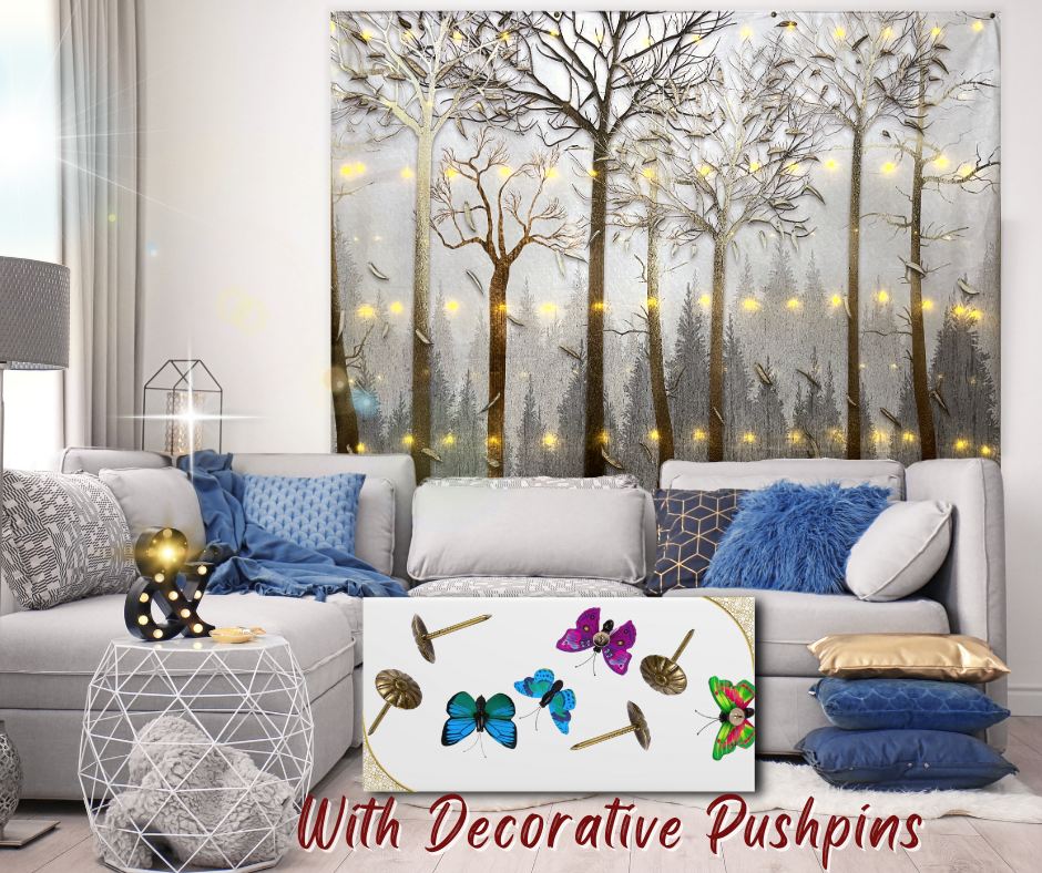 KaiSha LED Tapestry Wall Hanging; Wedding Backdrop Banner Photo Background Winter Scenes Nature Landscape Scenery Trees