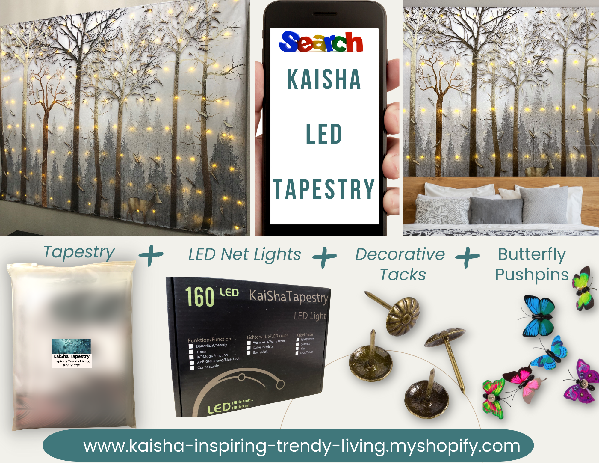 KaiSha LED Tapestry Wall Hanging; Wedding Backdrop Banner Photo Background Sunset Scenes Nature Landscape Scenery Trees