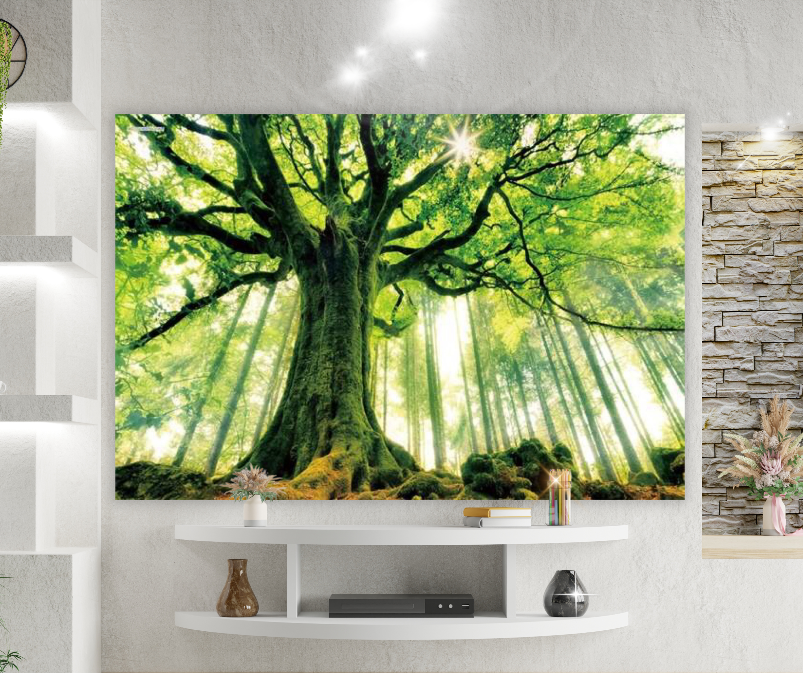 KaiSha Tapestry Wall Hanging; Home Décor Nature Tree of Life Art Bedroom Green Landscape Garden Forest Backdrop
