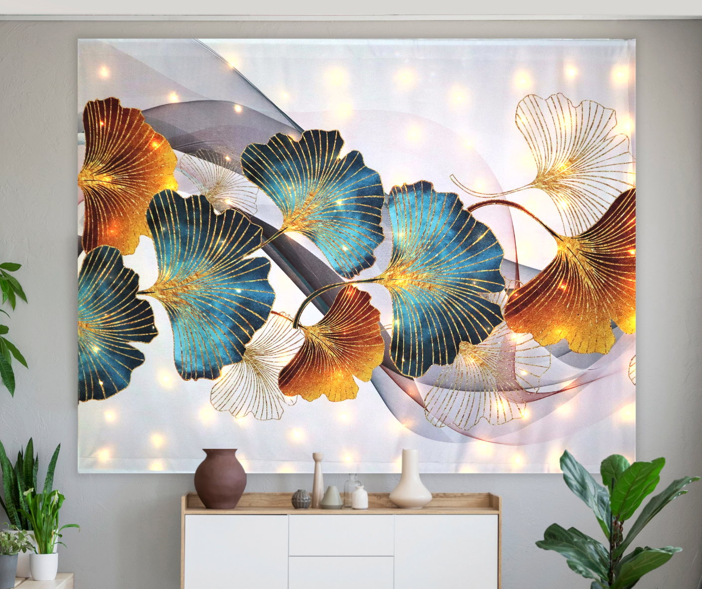 KaiSha LED Tapestry Wall Hanging; Modern Abstract Art Décor Bohemian Landscape Floral
