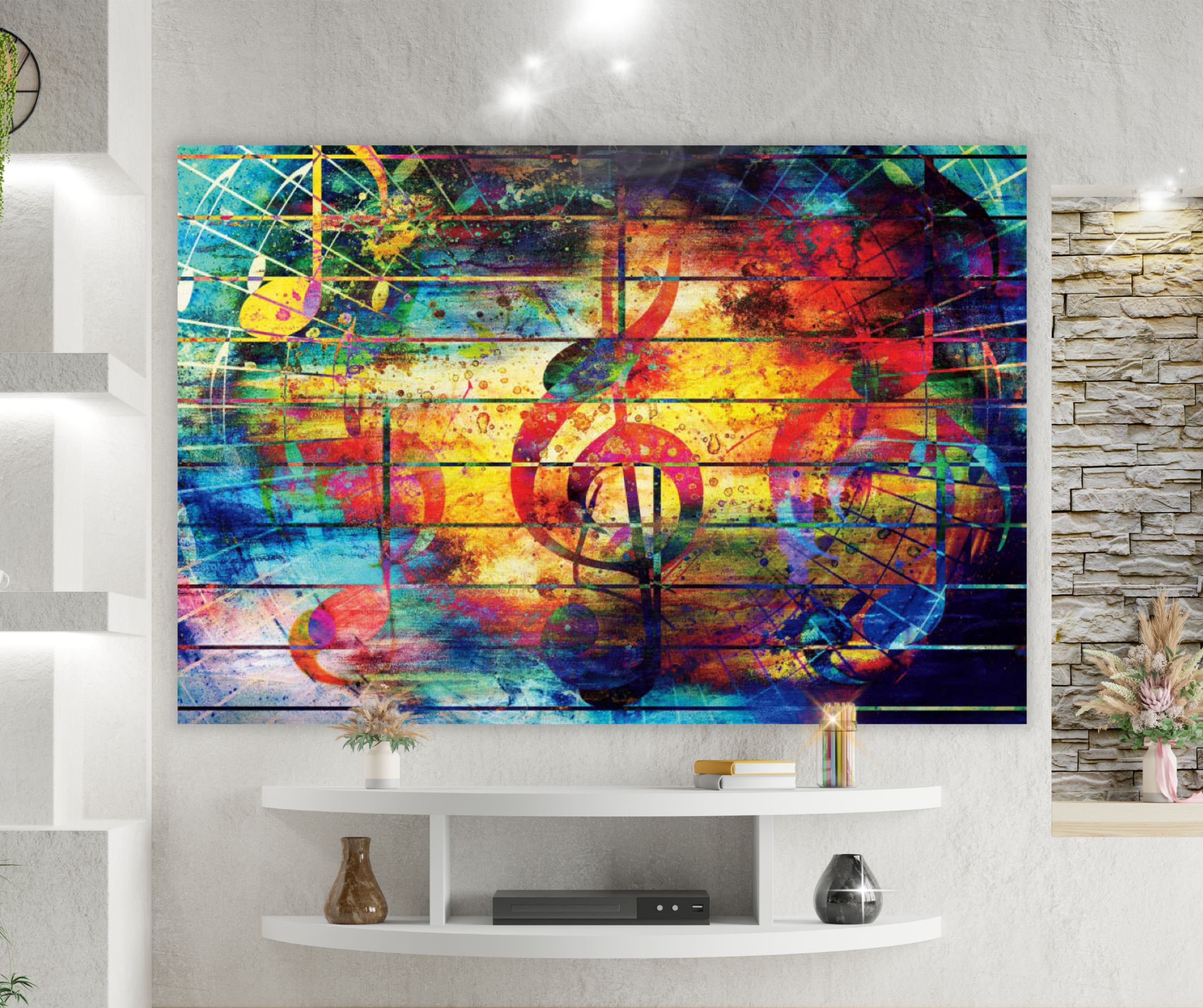 Tapiz LED KaiSha para colgar en la pared; Decoración de arte abstracto moderno Decoración del hogar Dormitorio Sala de estar Naturaleza Cascada Paisaje