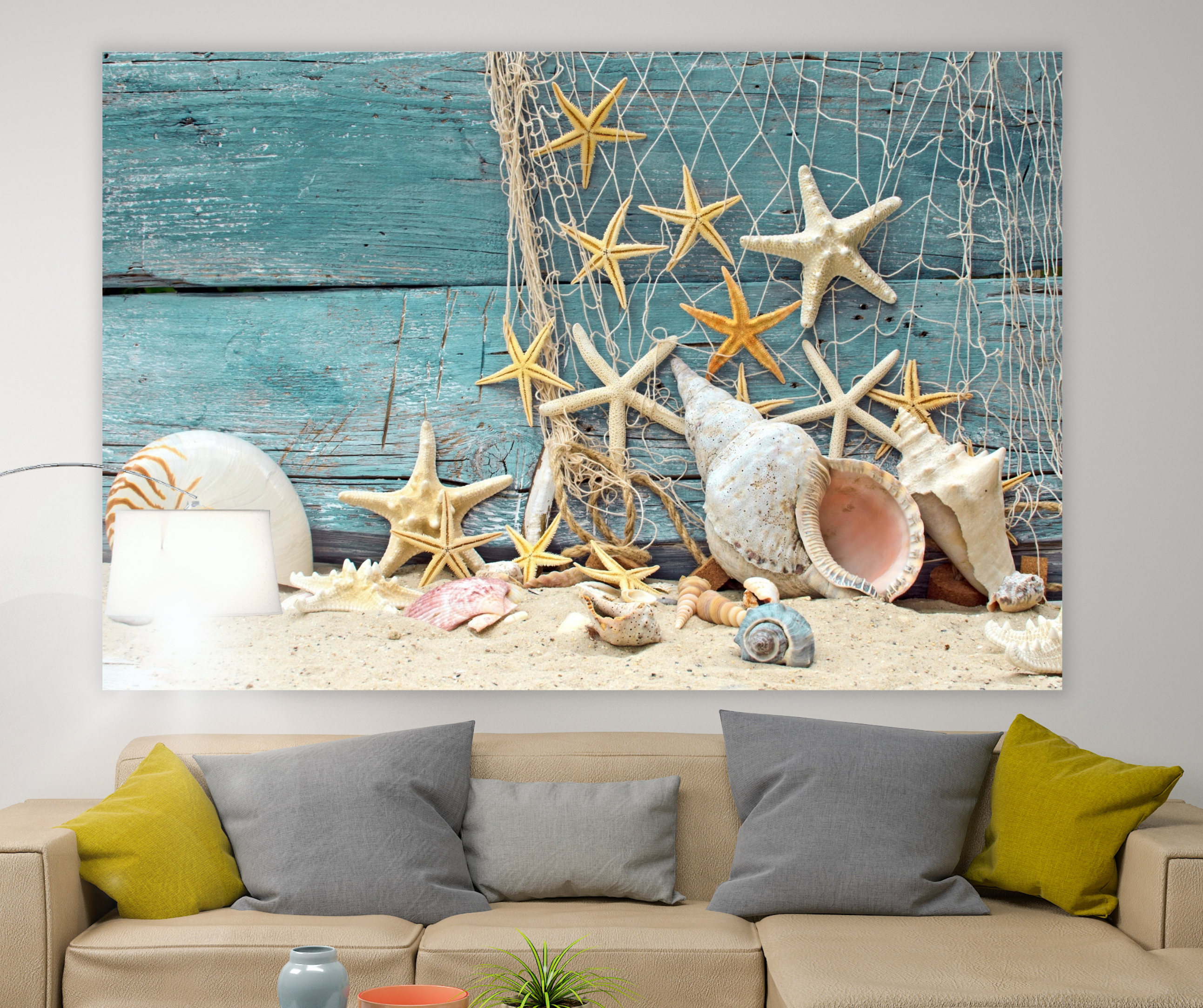 KaiSha Tapestry Wall Hanging; Beach Home Wall Decor Ocean Sea Blue Art Bedroom Shells Starfish Backdrop