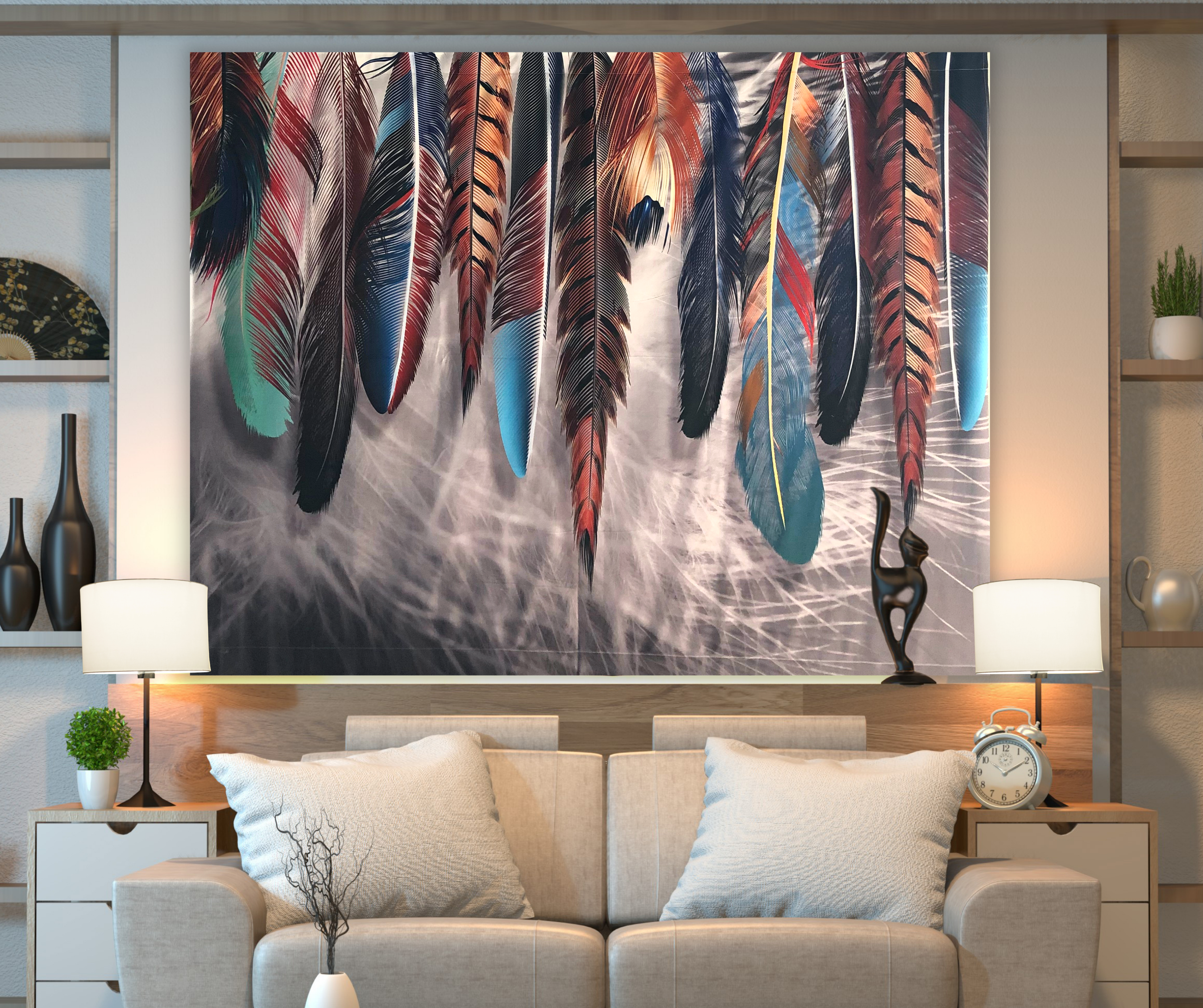 KaiSha LED Tapestry Wall Hanging; Modern Abstract Boho Art Bohemian Dream Catcher