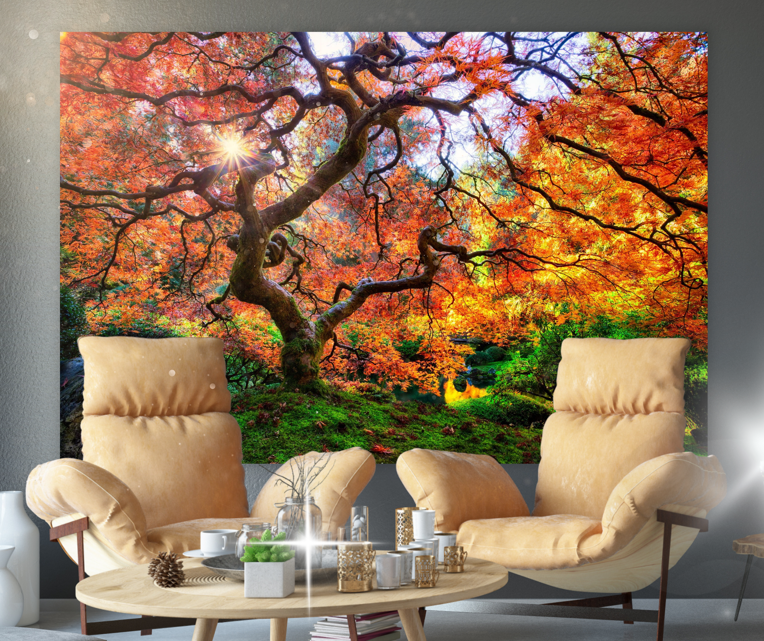 KaiSha Tapestry Wall Hanging; Forest Nature Wall Backdrops Tree of Life Artwork Garden Wall Decor Art