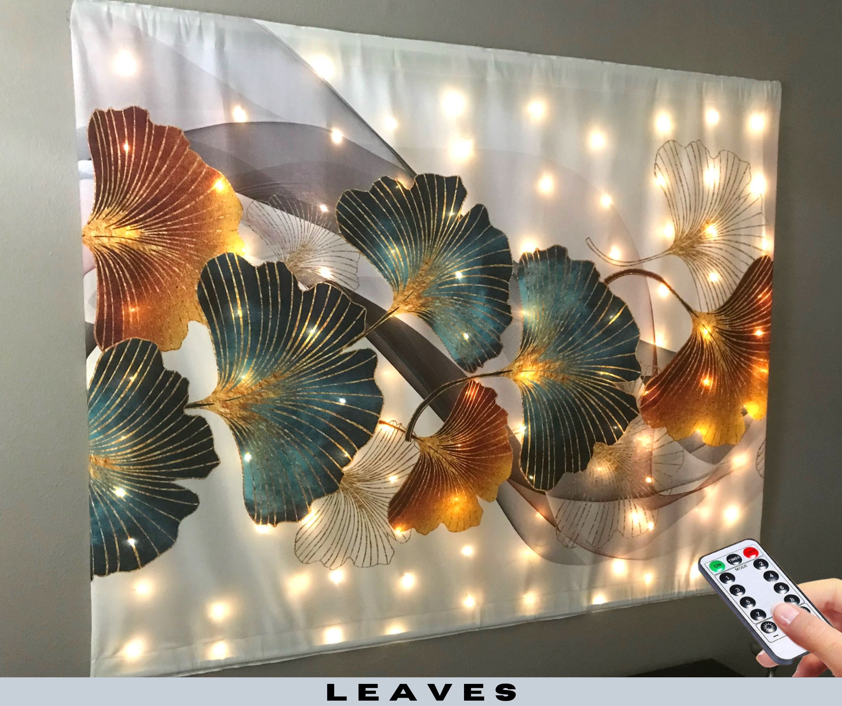 KaiSha LED Tapestry Bundle; MEDIUM SIZE; Tapestry+ LED Lights+ 2 Rods; Aesthetic Tapestries Wall Accent Backdrops Modern