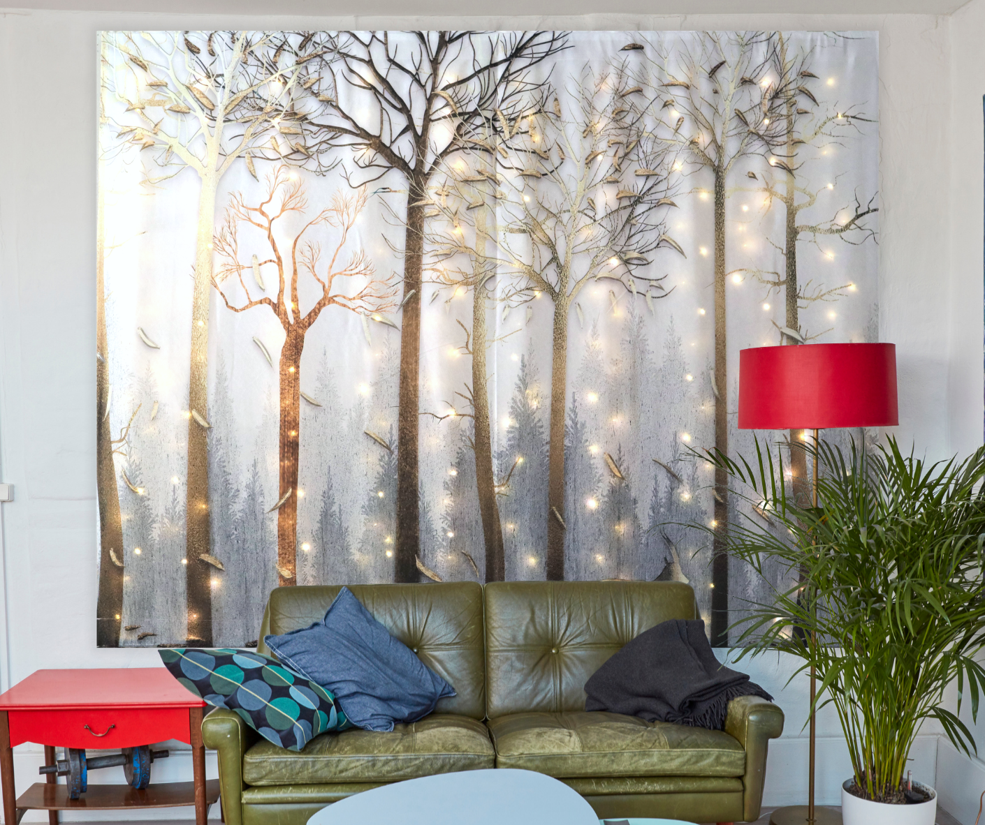 KaiSha LED Tapestry Wall Hanging; Modern Abstract Trees Scenic View Art Décor Home Decoration Bedroom Forest Nature Landscape Scene