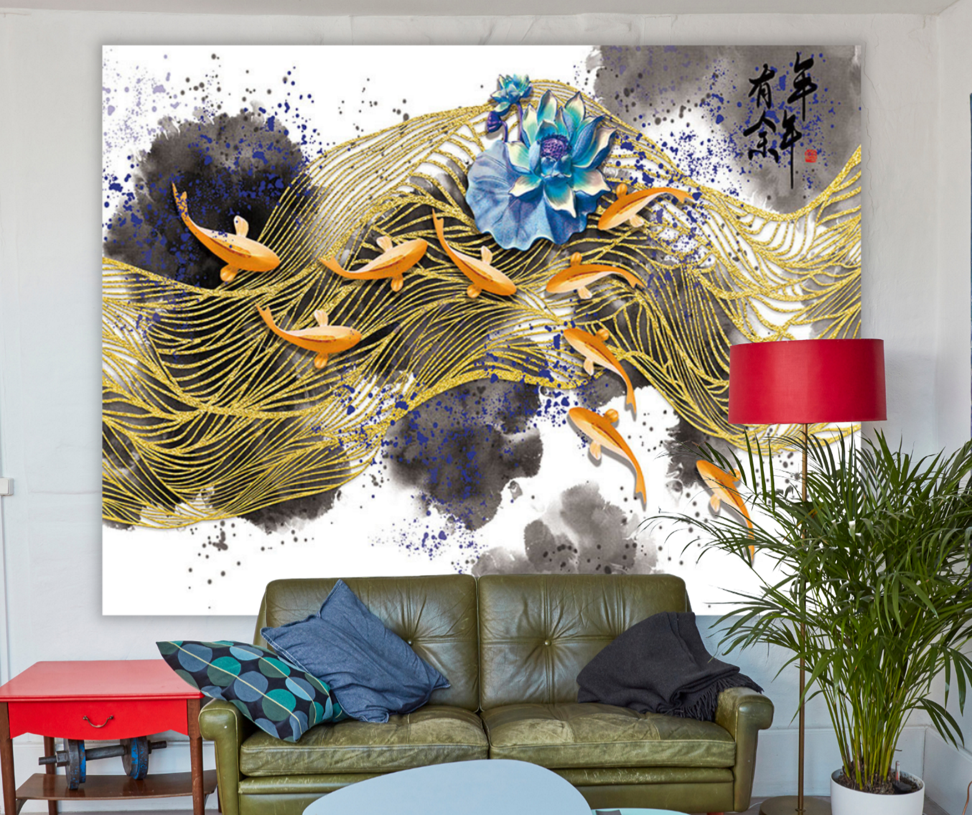 KaiSha LED Tapestry Wall Hanging; Modern Abstract Japanese Art Décor Home Decoration Bedroom Living Room Nature