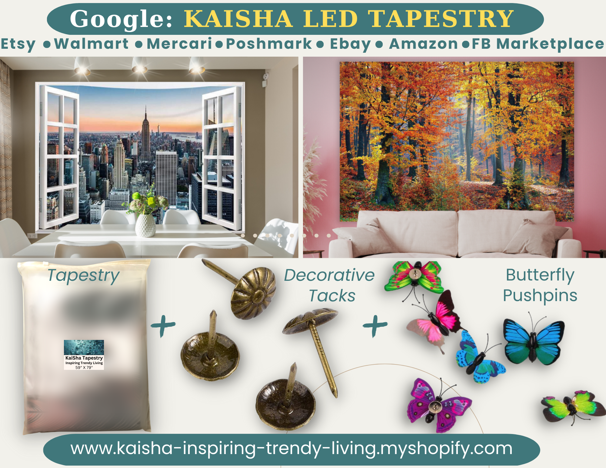 KaiSha Tapestry Wall Hanging; Pink Floral Forest Nature Wall Backdrops Cherry Blossom Garden