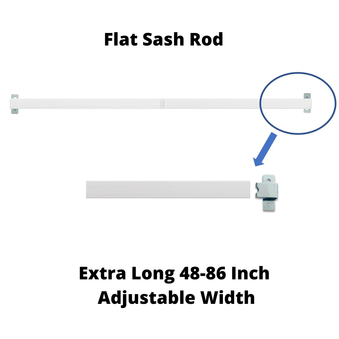 Adjustable Flat Sash Rod - Lock Seam (Extra Long 48-86 Inch Adjustable Width, White) - Kaisha Rod